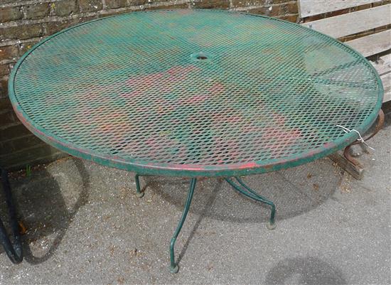 Circular metal garden table